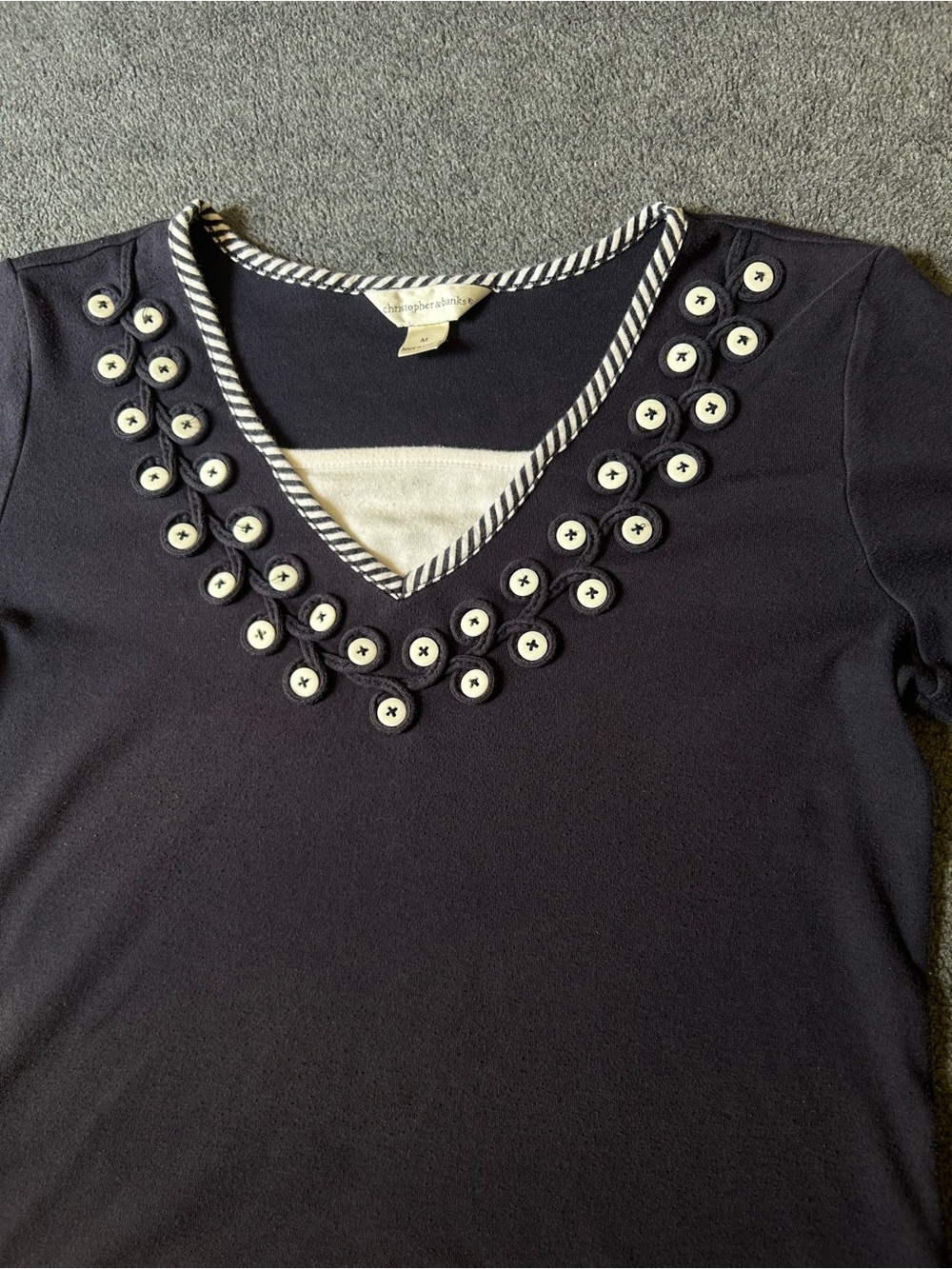 Navy Button Shortsleeve - Picture 2 of 4
